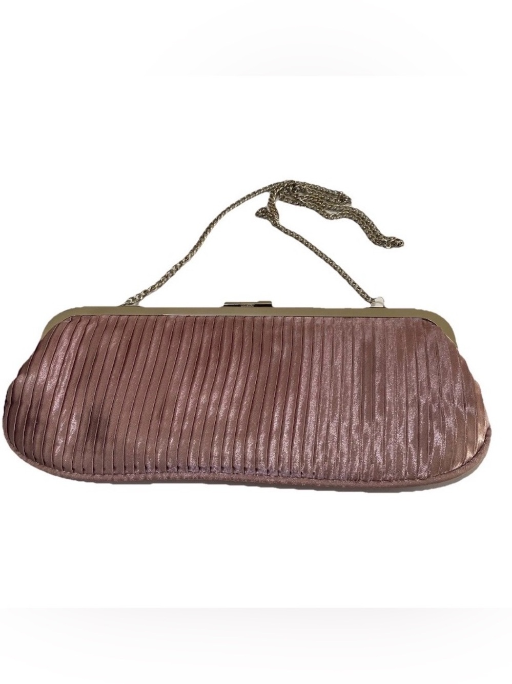 ALDO Clutch Bag with Silver Chain Strap Patent Leather Pink Color
